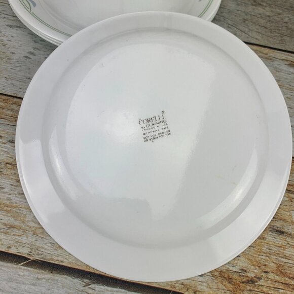 Corelle By Corning BLUE WREATH White Blue Green Design Salad Plates USA Set 4 - Picture 2 of 8